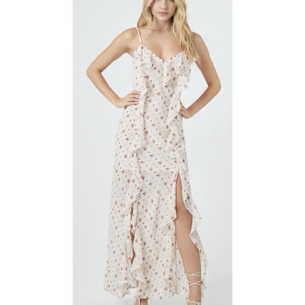 New Forever 21 Floral Ruffle Spaghetti Strap‎ Spring Summer Dress XS